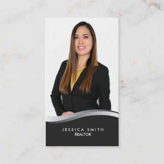 Carte de visite de swoosh en argent immobilier