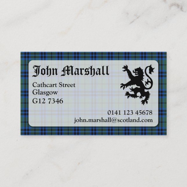 Carte de visite de tartan de Marshall (Devant)