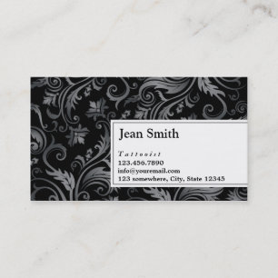Carte de visite de tatouage d'ornement noir classi