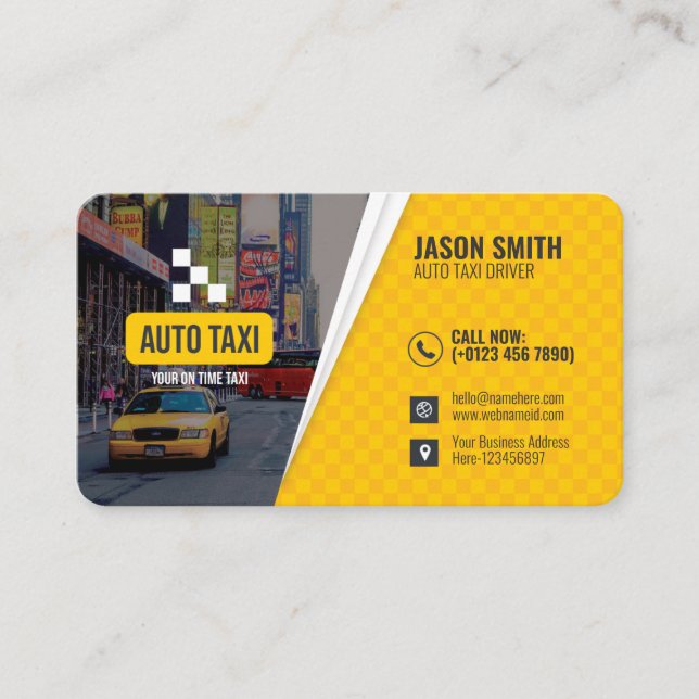 Carte de visite de taxi moderne (Devant)