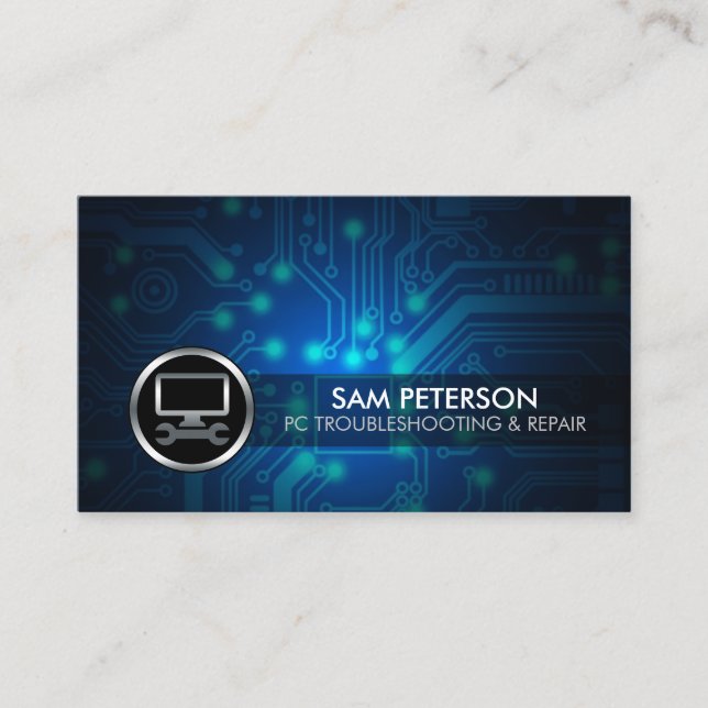 CARTE DE VISITE de technicien de réparation de PC (Devant)