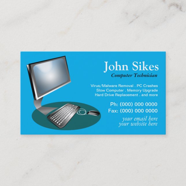 Carte de visite de technicien d'ordinateur de (Devant)
