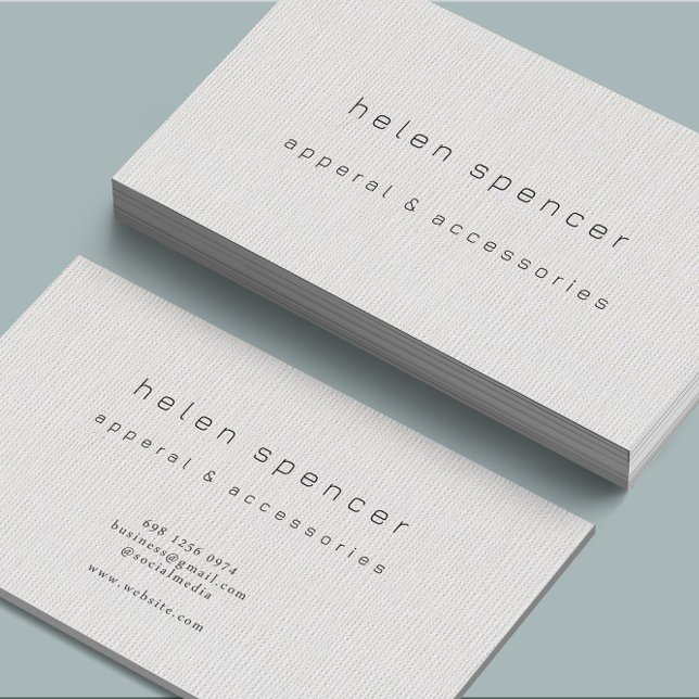 Carte de visite de texture de lin minimal (Créateur téléchargé)