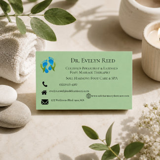 Carte de visite de thérapeute en massage des pieds