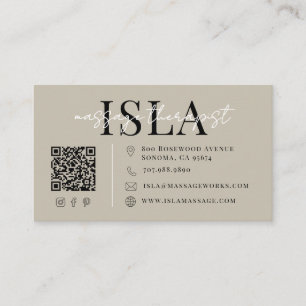 Carte de visite de thérapeute en massage neutre