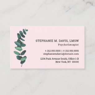 Carte de visite de thérapie Eucalyptus Blush Pink