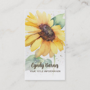 Carte de visite de tournesol aquarelle