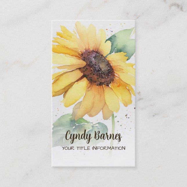 Carte de visite de tournesol aquarelle (Devant)