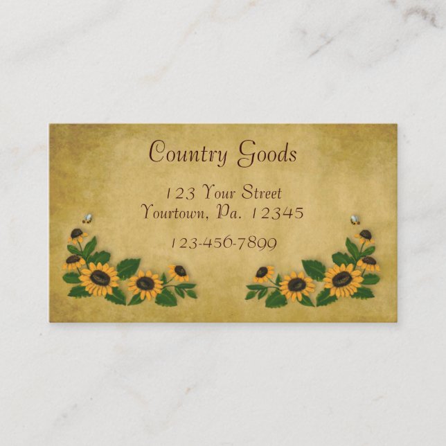 Carte de visite de tournesols du pays (Devant)