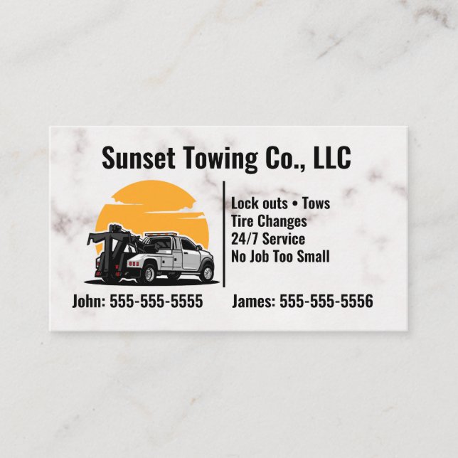Carte de visite de Tow Truck (Devant)