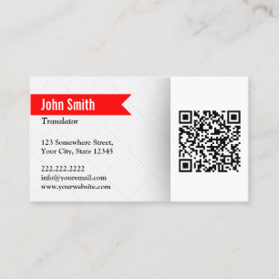 Carte de visite de traducteur de code QR Étiquette