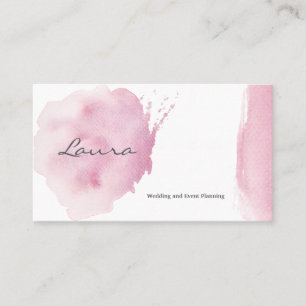 Carte de visite de trait d'aquarelle rose