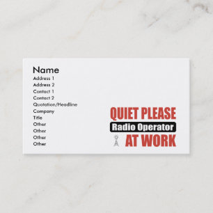 Carte De Visite De tranquillité opérateur radio svp au travail