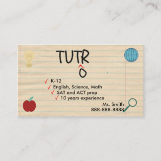 Carte de visite de tuteur d'amusement