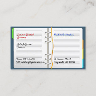 Carte de visite de tutorat carnet
