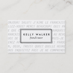 Carte de visite de typographie de langue française