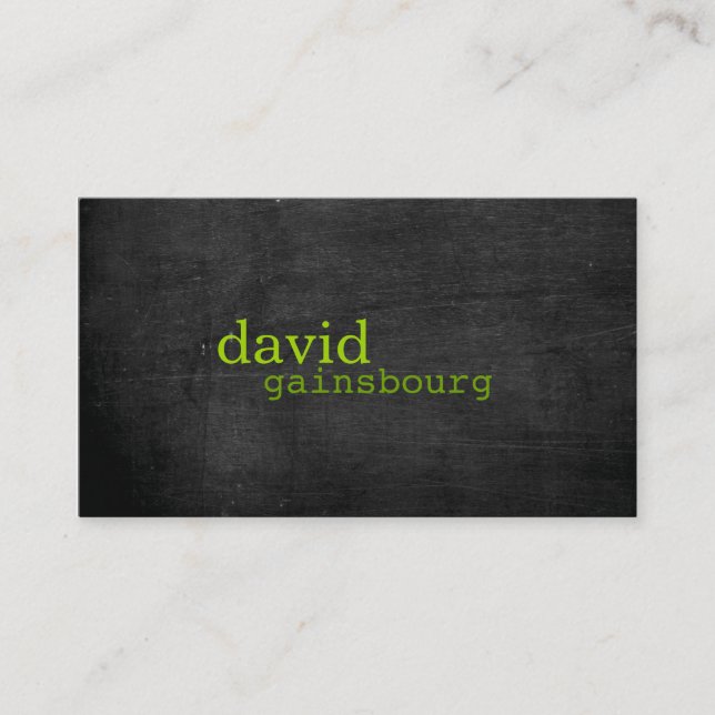 Carte de visite de typographie verte en bois noir (Devant)