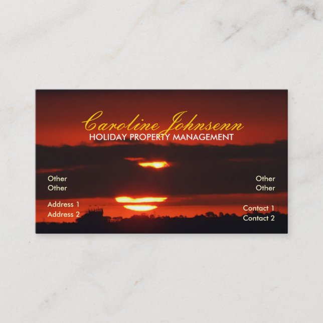 Carte de visite de vacances Sunset (Devant)