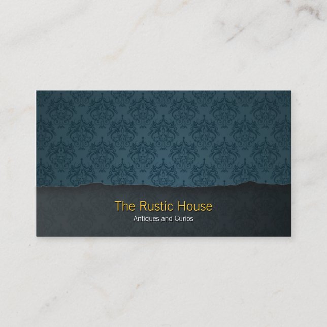 Carte de visite de vente au détail Blue Damask Tea (Devant)