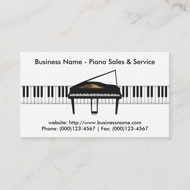 Carte de visite de vente de piano : Modèle Piano 3 (Devant)