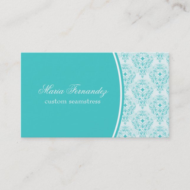 Carte de visite de verre radiant, Turquoise (Devant)