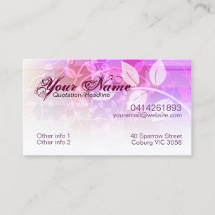 Carte de visite de vignes florales rose et crème