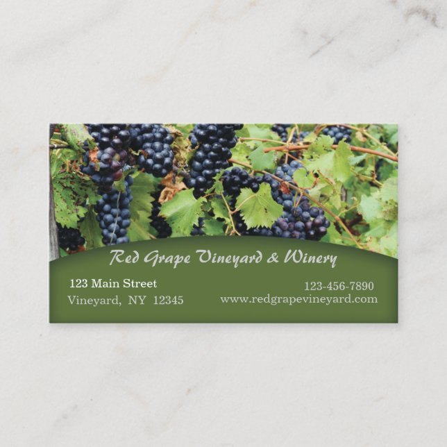 Carte de visite de vignoble de raisins rouges (Devant)