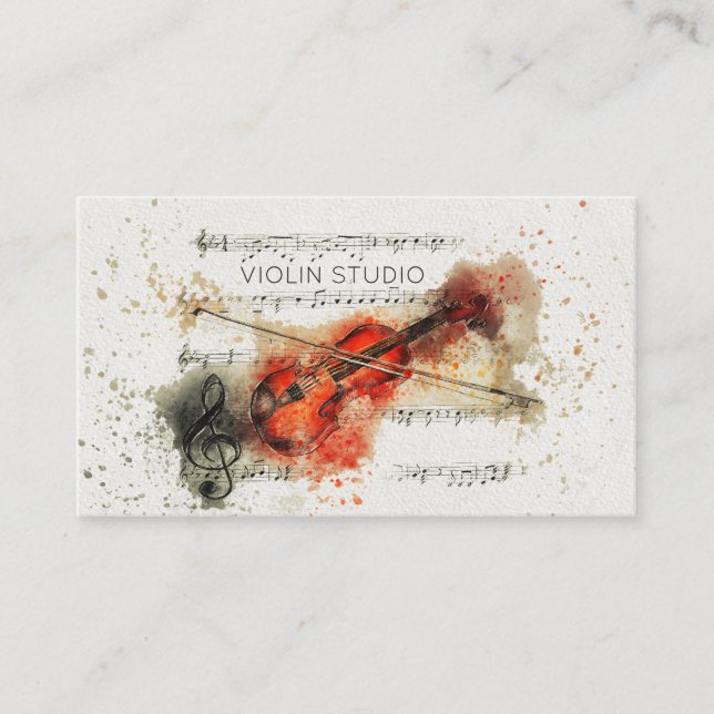 Carte de visite de violon aquarelle (Devant)