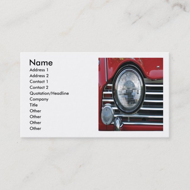 Carte de visite de voiture rouge (Devant)