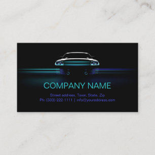 Carte de visite de voiture simple ligne bleue noir