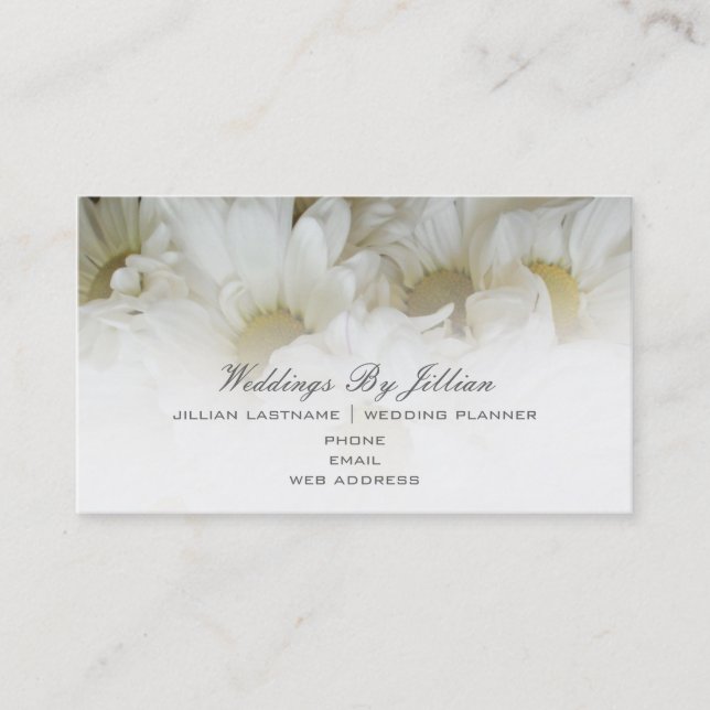 Carte de visite de wedding planner - marguerites (Devant)