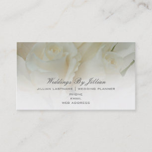 Carte de visite de wedding planner - roses blancs