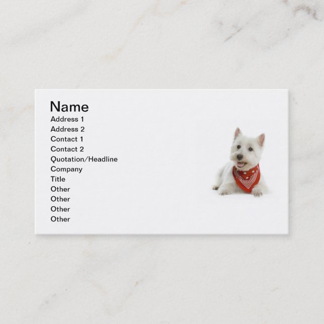 Carte de visite de Westie (Devant)