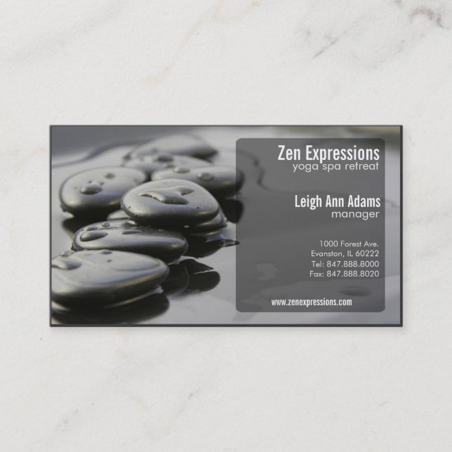 carte de visite de yoga zen rocks (Devant)