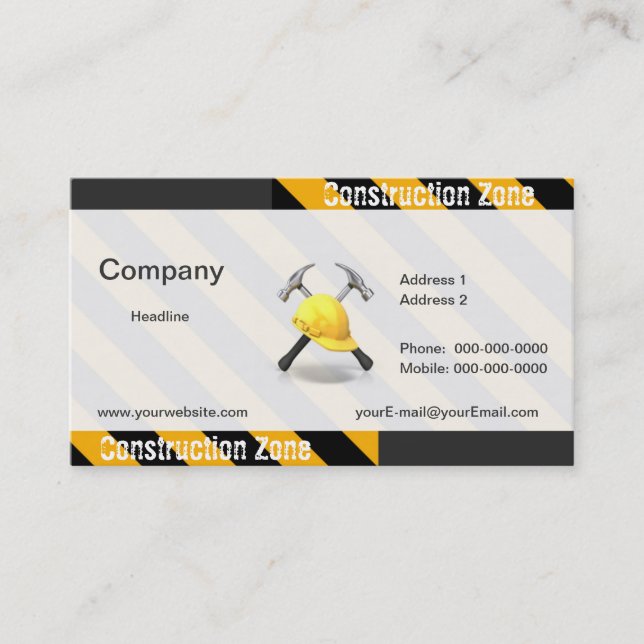 Carte de visite de zone de construction (Devant)