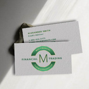 Carte De Visite Dealer Trader Green Gold Monogramme Professionnel