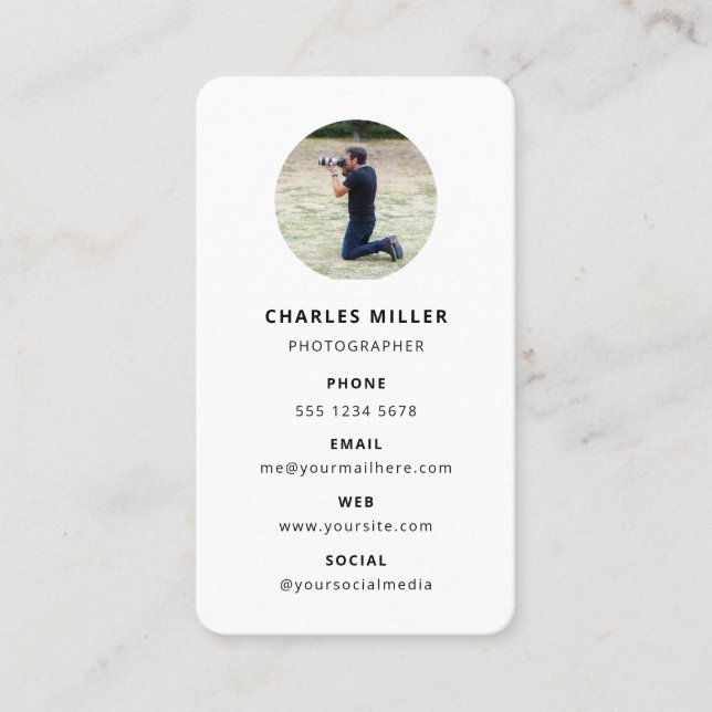 Carte De Visite Debout dans le style ! Photographie minimaliste mo (Devant)