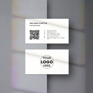 Carte De Visite Debout, Simplement Code et logo QR Blanc