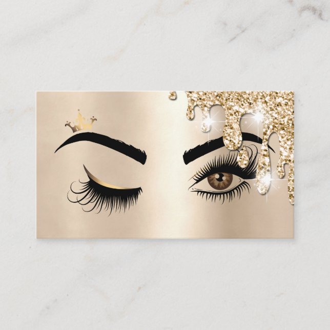 Carte De Visite Déchets Gold Maquillage Wink Eye Beauté Salon Lash (Devant)