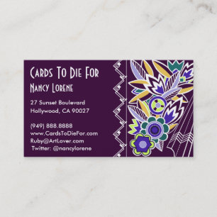 Carte De Visite Deco audacieux floral dans le pourpre foncé -