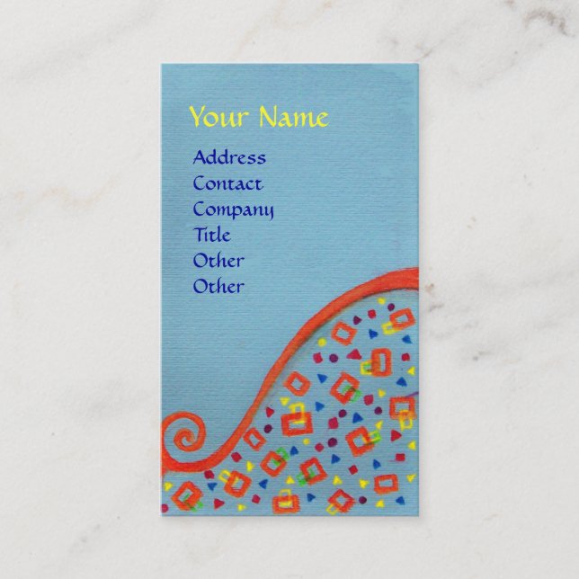 Carte De Visite DÉCO MONOGRAMME Bleu orange Jaune (Devant)