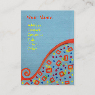 Carte De Visite DÉCO MONOGRAMME Bleu orange Jaune