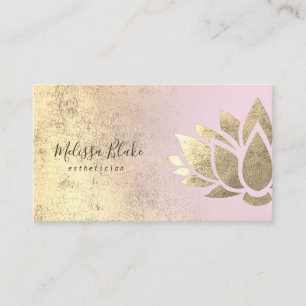 Carte De Visite décor de feuille d'or sur dégradé rose