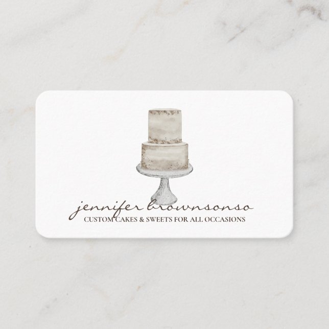 Carte De Visite Décor de gâteau Pâtisserie ivoire simple (Devant)