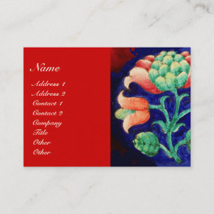 Carte De Visite DÉCOR FLEURI Bleu, Rose, Vert