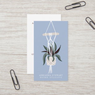 Carte De Visite Décor moderne éditable de maison bleue plante inté