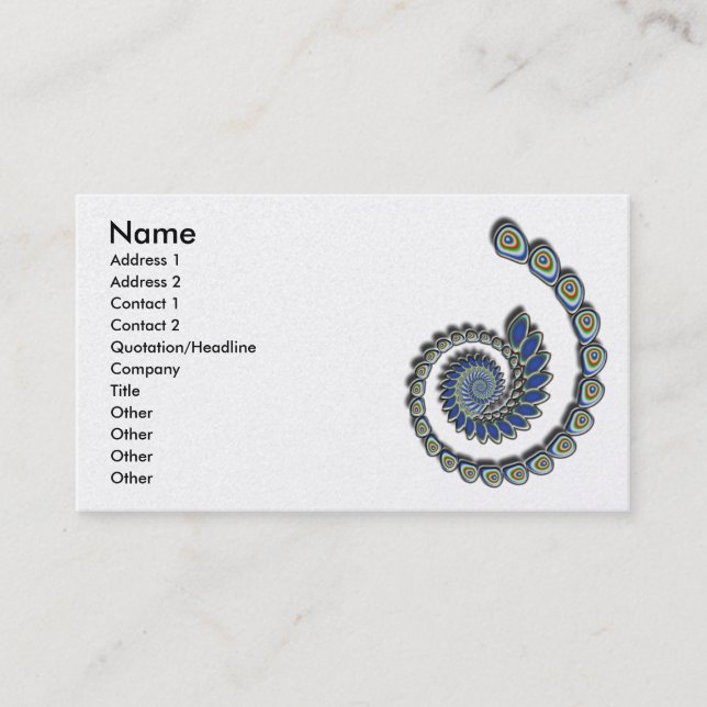 Carte De Visite Décoration Art Abstrait Fractal (Devant)