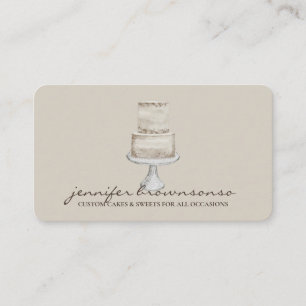 Carte De Visite Décoration de gâteau Pâtisserie simple beige