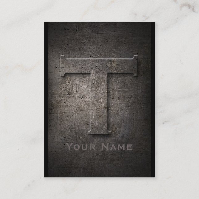 Carte de visite décoré d'un monogramme en métal en (Devant)