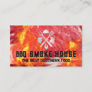Carte De Visite Découpage de Steak Flammes Gril de Restaurant
